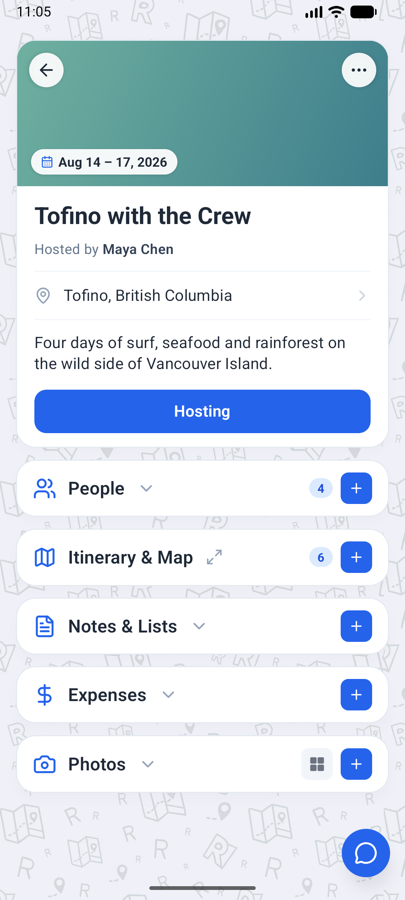 Trip overview screen