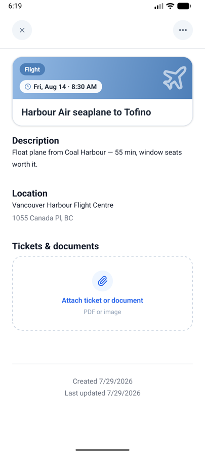 Activity detail screen